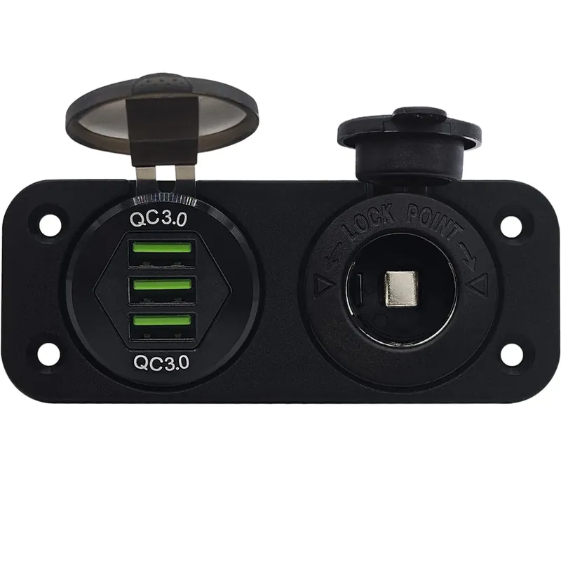 Koop Online Proride 12v Usb Autolader 3 Poorten Inbouw - Qc3.0 - Ds2085b - Met 12/24v Sigaretten Stopcontact -