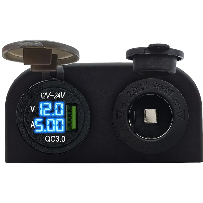 Proride 12v Usb Autolader Opbouw Met Voltmeter/ampèremeter - Qc3.0 - Met 12/24v Sigaretten Geld-Terug-Garantie