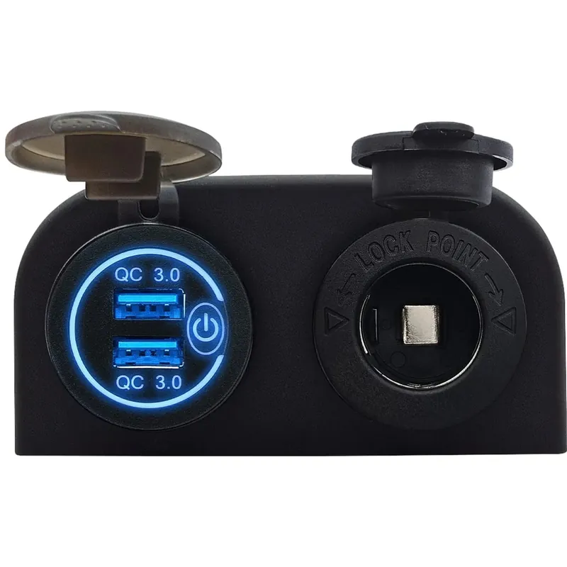 Proride 12v Usb Autolader 2 Poorten Opbouw Met Schakelaar - Qc3.0 - Pusb1qc-b - Met 12/24v Nieuwe Collectie