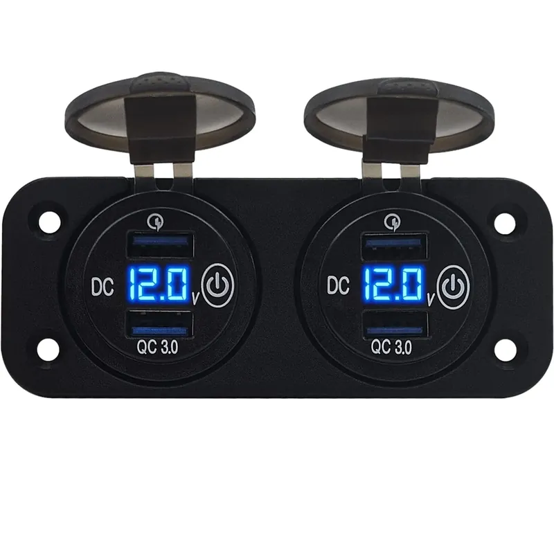 Proride 12v Usb Stopcontact 4 Poorten Met Schakelaar En Voltmeter - Tweevoudig Inbouw - Qc3.0 - Usb Laatste Kans