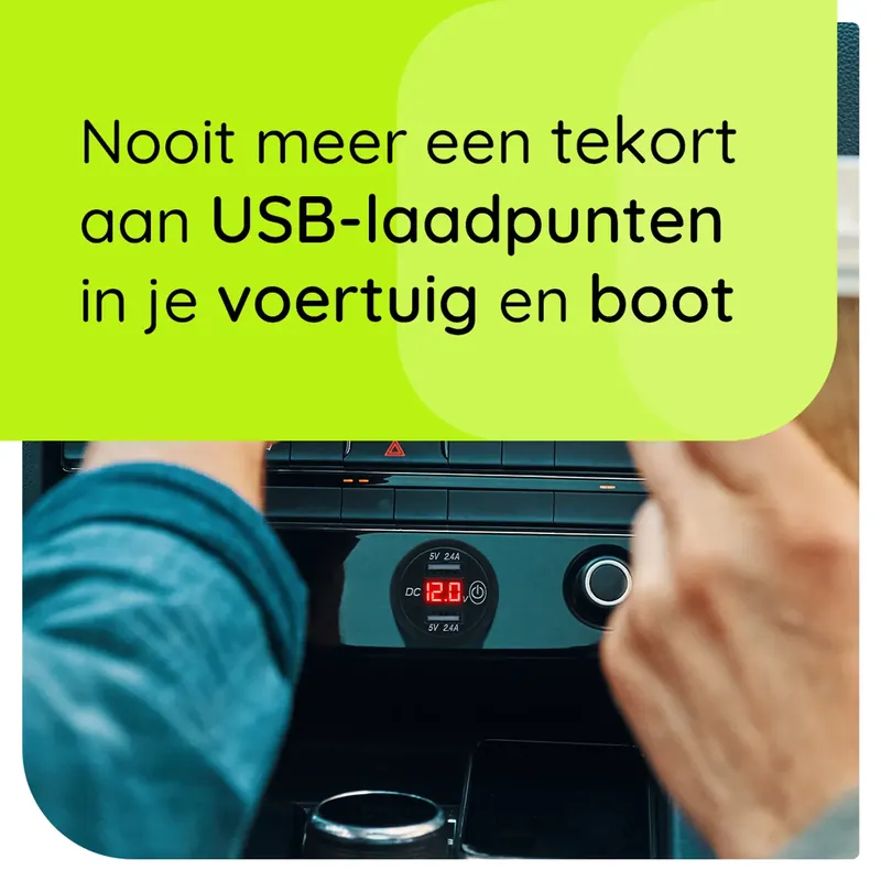 Rechtstreeks Van De Fabrikant Proride 12v Usb Autolader 2 Poorten Inbouw Met Schakelaar/voltmeter - 5v/2.4a - Met 12/24v