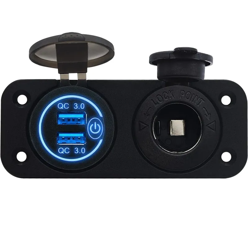 Nu Kopen Proride 12v Usb Autolader 2 Poorten Inbouw Met Schakelaar - Qc3.0 - Pusb1qc-b - Met 12/24v