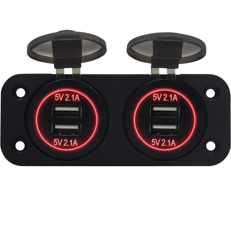 Must-Have Proride 12v Usb Stopcontact 4 Poorten - Tweevoudig Inbouw - 5v/2.1a - Usb Autolader, Boot En Camper