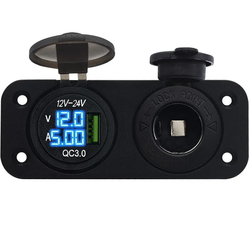Beperkte Voorraad Proride 12v Usb Autolader Inbouw Met Voltmeter/ampèremeter - Qc3.0 - Met 12/24v Sigaretten