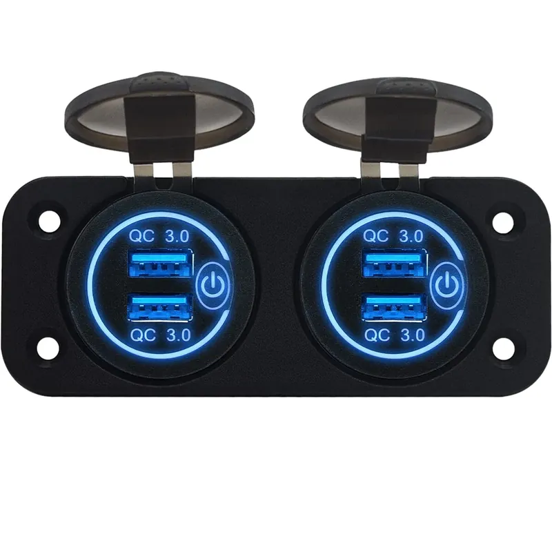 Speciale Aanbieding Proride 12v Usb Stopcontact 4 Poorten Met Schakelaar - Tweevoudig Inbouw - Qc3.0 - Pusb1qc-b - Usb