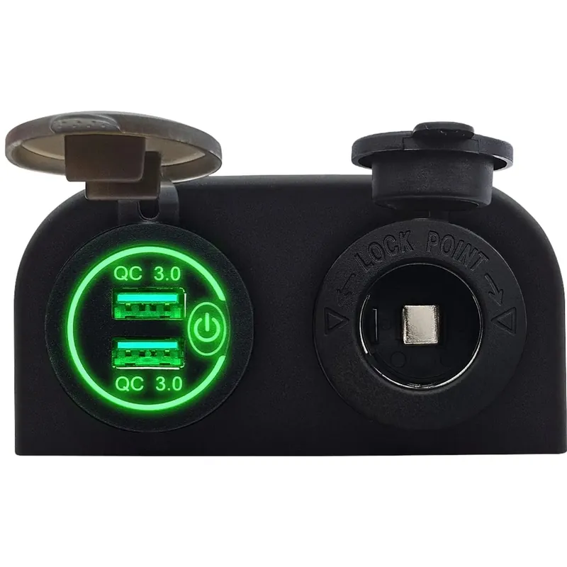 Proride 12v Usb Autolader 2 Poorten Opbouw Met Schakelaar - Qc3.0 - Pusb1qc-g - Met 12/24v Must-Have