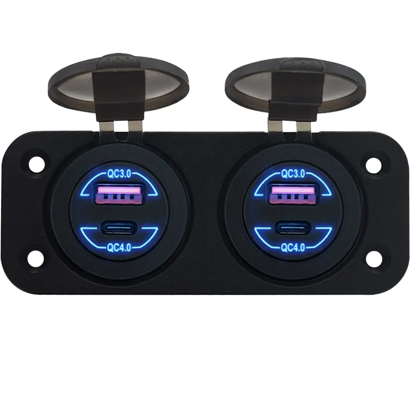 Garantie Inbegrepen Proride 12v Usb Stopcontact 4 Poorten - Tweevoudig Inbouw - Qc4.0 - Usb Autolader, Boot En Camper -