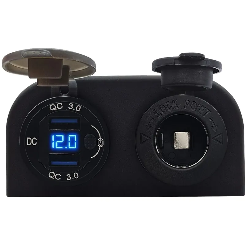 Korting Proride 12v Usb Autolader 2 Poorten Opbouw Met Schakelaar/voltmeter - Qc3.0 - Ds2120b - Met 12/24v