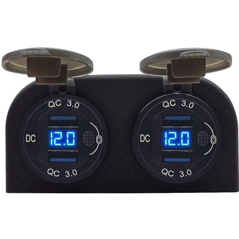 Direct Beschikbaar Proride 12v Usb Stopcontact 4 Poorten Met Schakelaar/voltmeter - Tweevoudig Opbouw - Qc3.0 - Ds2120b