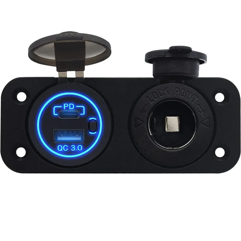 Proride 12v Usb/usb C Stopcontact 2 Poorten Inbouw Met Schakelaar - Qc3.0 - Met 12/24v Sigaretten Betrouwbaar