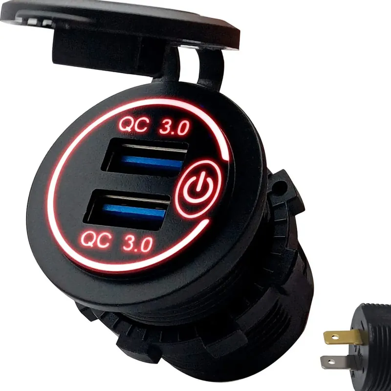 Tijdelijk Beschikbaar 12v Usb Autolader 2 Poorten Inbouw Met Schakelaar - Qc3.0 - Pusb1qc-r - Usb Stopcontact Auto, Boot