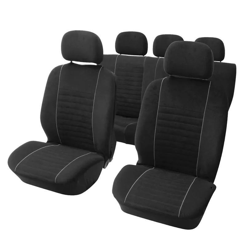 Carpoint Stoelhoesset Velours 9 Delig Zwart/grijs Wereldwijde Verzending