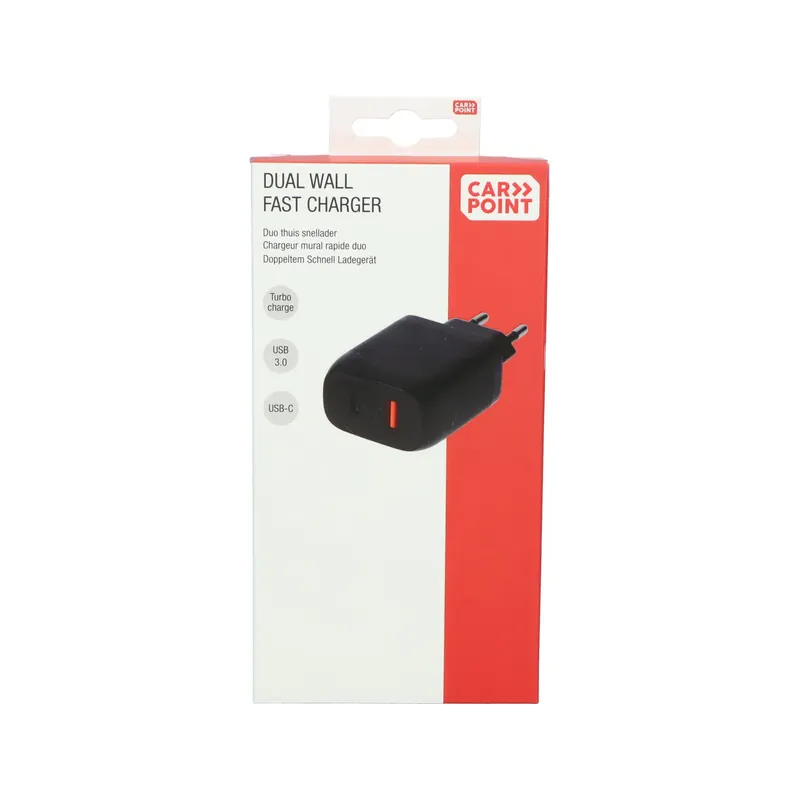 Carpoint Duo Thuis Snellader 20w Usb-c + 18w Usb-a 3.0 Professioneel