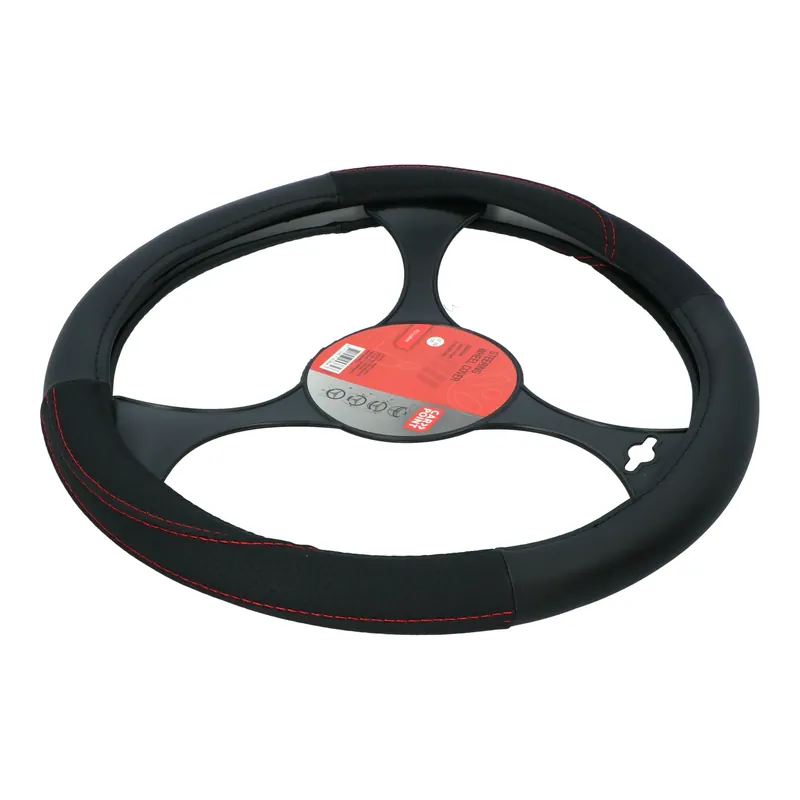 Carpoint Stuurhoes Pu Leer Zwart/rood 37-39cm Beperkte Voorraad