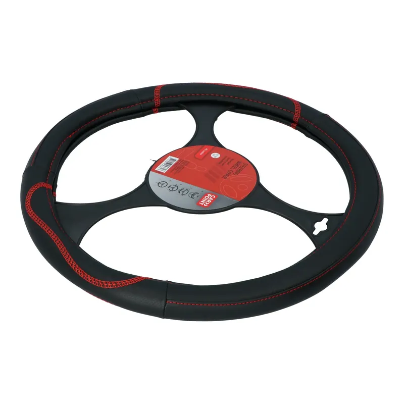 Carpoint Stuurhoes Pu Leer Zwart/rode Accenten 37-39cm Modern