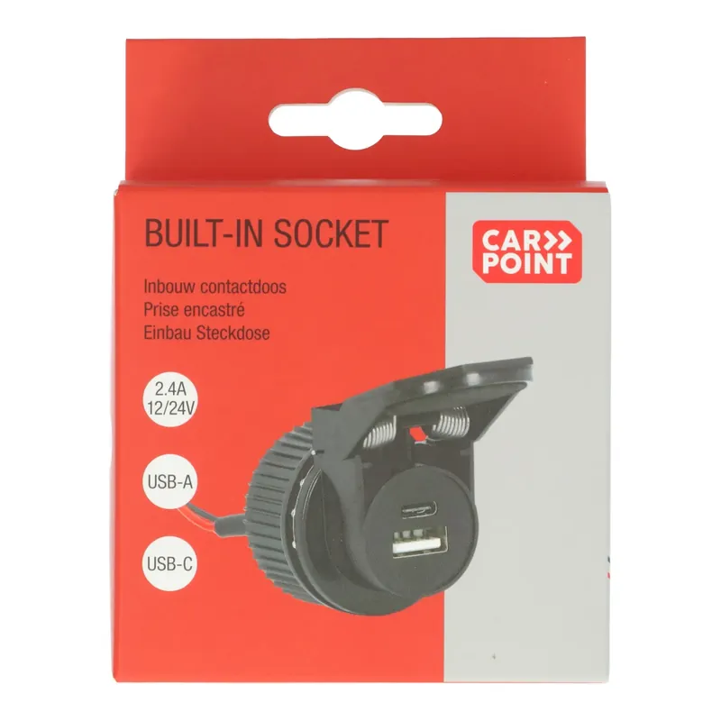 Beste Prijs Carpoint Inbouwcontactdoos Usb-a + Usb-c 12/24v