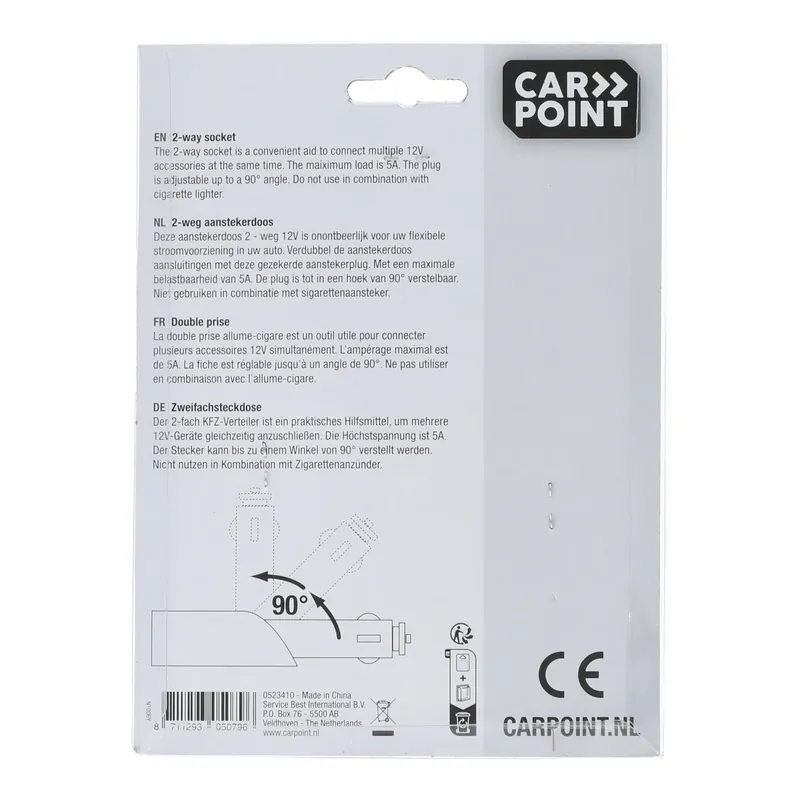 Veilige Betaling Carpoint 2-weg Stekkerdoos 2x12v 5a