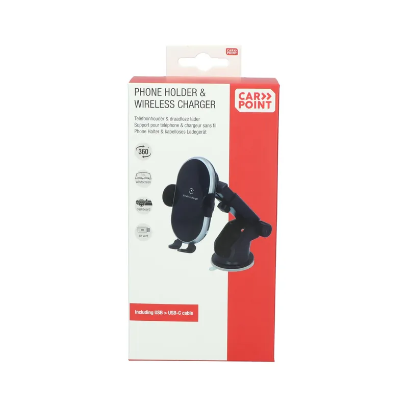 Carpoint 3in1 Smartphone Houder & Draadloze Qi Lader Beperkte Voorraad
