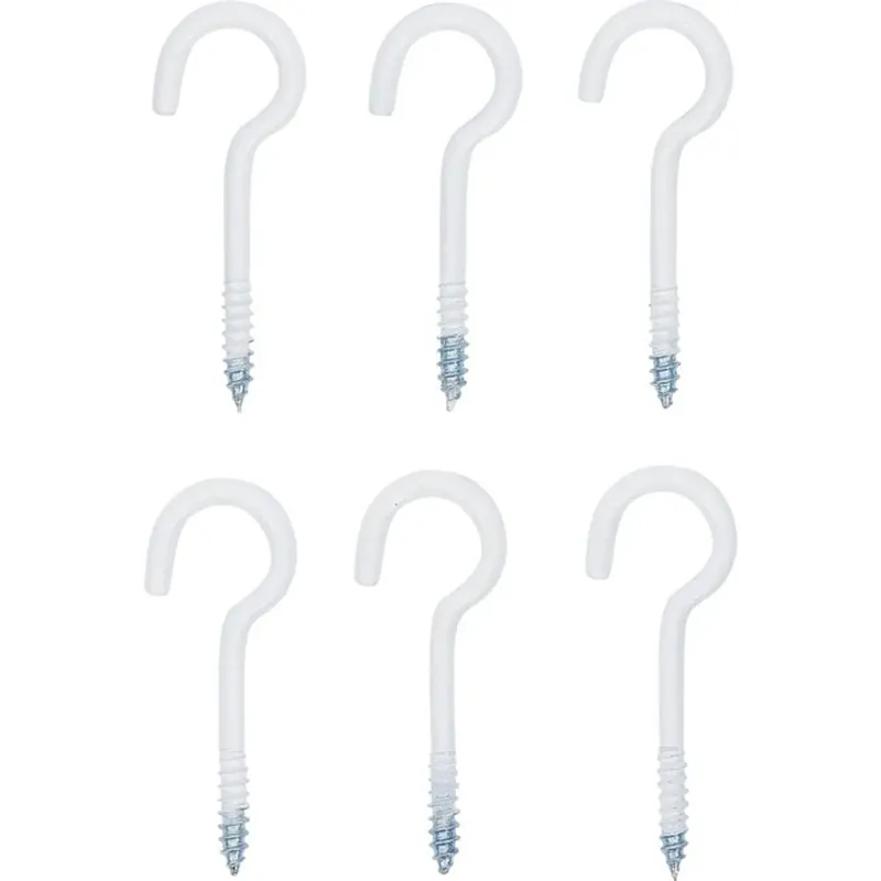 Koopje Bgs Assortiment Schroefhaken Wit Met Kunststof Mantel 60 Mm 6 Delig
