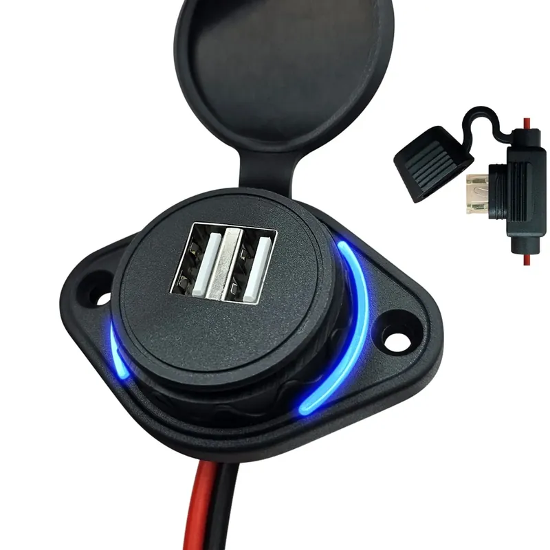 12v Usb Autolader 2 Poorten Opbouw Met Zekeringhouder - 5v/2.4a - Mca035b - Usb Stopcontact Auto, Actieprijs