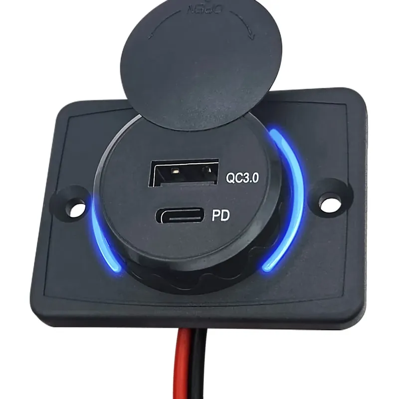Lage Kosten 12v Usb C Autolader 2 Poorten Opbouw - Qc3.0 - Qt037-3 - Usb Stopcontact Auto, Boot En Camper -