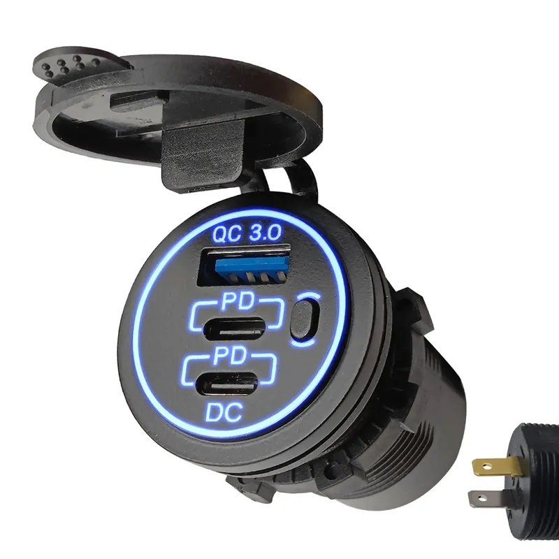 Proride 12v Usb/usb C Autolader 3 Poorten Met Schakelaar - Inbouw - Qc3.0 - Usb Stopcontact Voor Plaats Bestelling