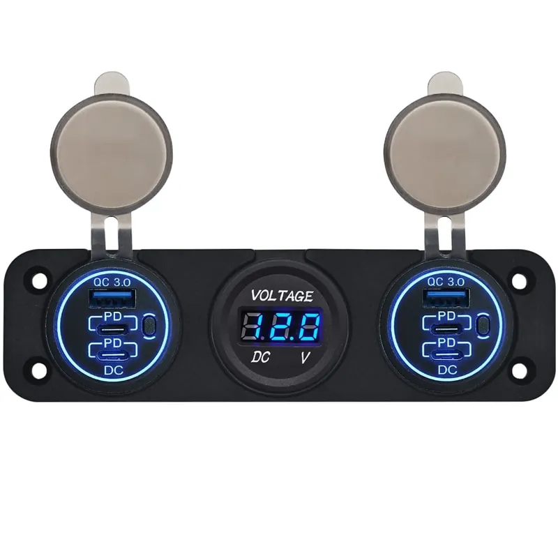 Proride 12v Usb Autolader 6 Poorten - Qc3.0 - P19171 - Drievoudig Inbouw Met Voltmeter Favoriet