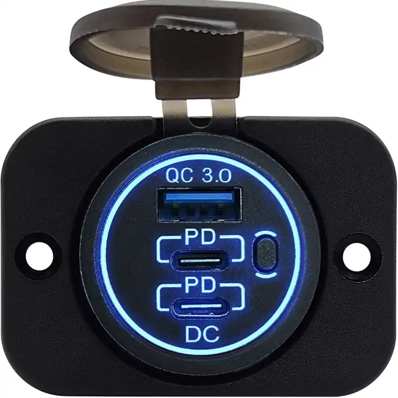 Proride 12v Usb/usb C Stopcontact 3 Poorten Met Schakelaar - Inbouw - Qc3.0 - Usb Autolader, Boot En Betrouwbaar