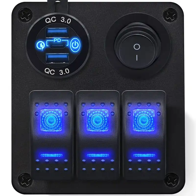 Proride Schakelpaneel 12v Voor Auto/boot - Usb Lader 3 Poorten Met Schakelaar - Qc3.0 - 3 Koop Vandaag