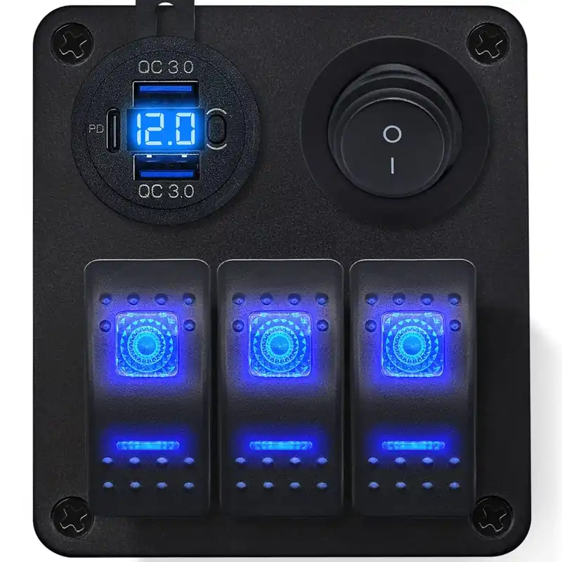 Proride Schakelpaneel 12v Voor Auto/boot - Usb C Lader 3 Poorten Met Schakelaar - Qc3.0 - 3 Bulkbestelling