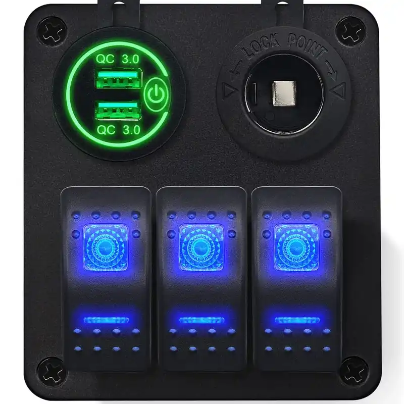 Authentiek Proride Schakelpaneel 12v Voor Auto/boot - Usb Lader 2 Poorten Met Sigaretten Stopcontact - Qc3.0 -