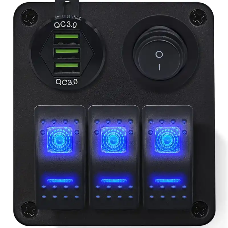Proride Schakelpaneel 12v Voor Auto/boot - Usb Lader 3 Poorten Met Schakelaar - Qc3.0 - Ds2085b - 3 Wereldwijde Verzending