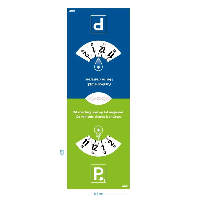 Nieuw Model Parkeerschijf 2 zijdig Blauw/Groen, 2-talig (NL-FR).