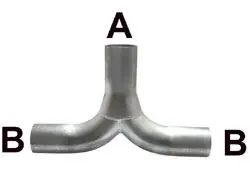 T-Stuk Rvs Van 89mm Naar 2X 76mm Tijdelijk Beschikbaar