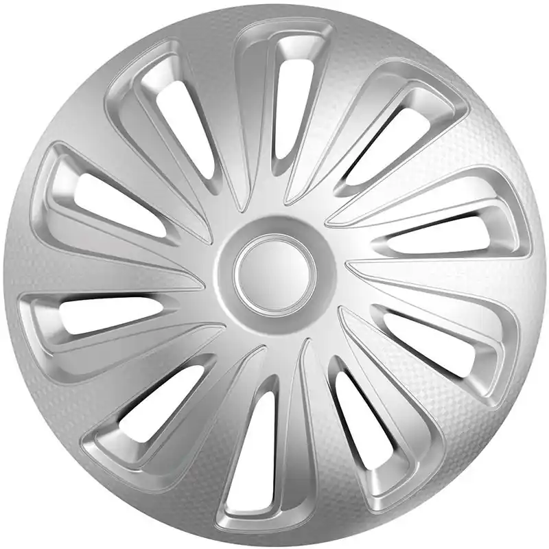 Actieprijs 4-Delige Wieldoppenset Caliber 14-inch zilver carbon-look