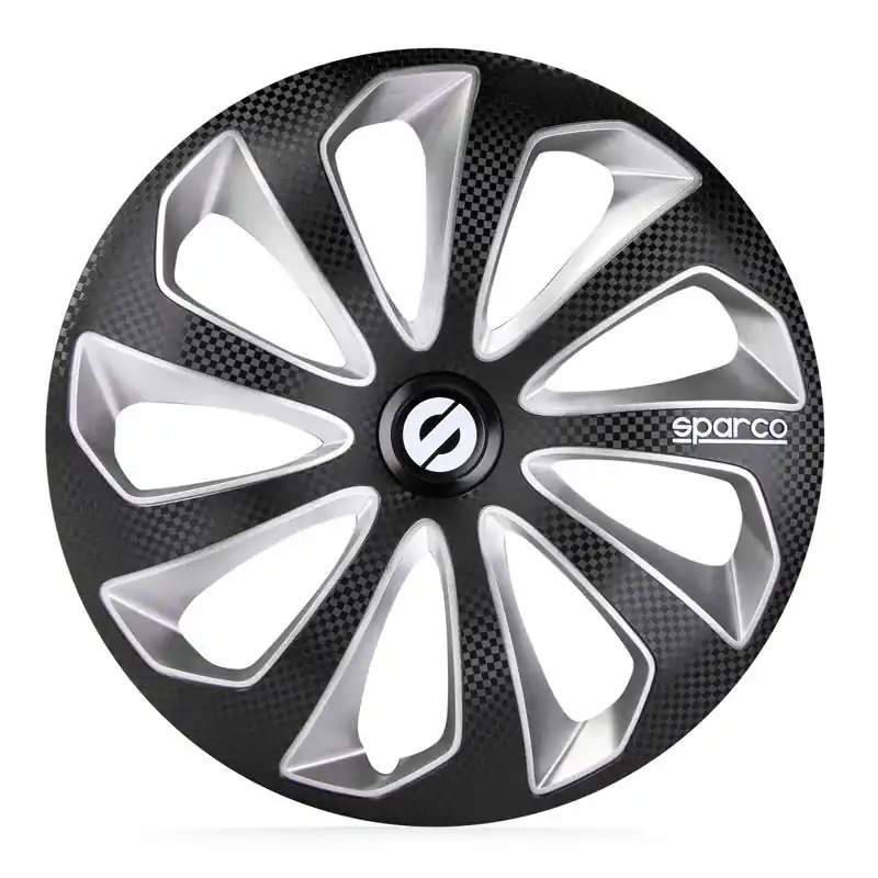 4-Delige Sparco Wieldoppenset Sicilia 13-inch zwart/zilver/carbon Bulkbestelling