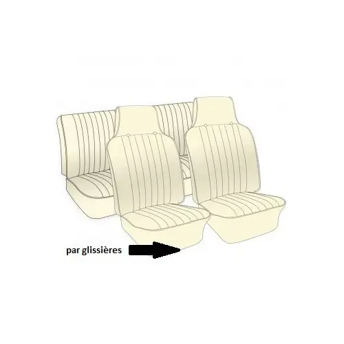 Gecertificeerd TMI stoelhoezen in glad vinyl voor 68 ->69 Volkswagen Kever cabrio (USA)