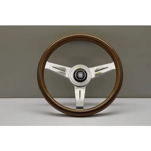 Mahoniehouten stuurwiel met gepolijste aluminium spaken Nardi Classic Line voor Mazda MX5 NA, NB - diameter: 330 mm Beperkte Voorraad