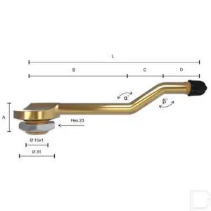 Tubeless ventiel W1176 3x gebogen 90° voor ventielgat 20.5mm Groothandel