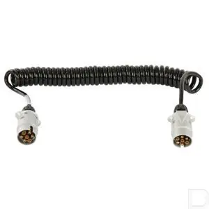 Flitsaanbieding Spiraalkabel 3/4.5 meter met 7 aders: 6x 1mm² met 1x 1mm² en 2x 7 polige stekker 12V