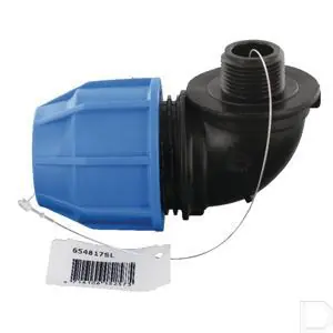 Authentiek S16 tyleen kniekoppeling 32mm x 3/4" male PP