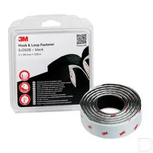 Handgemaakt Haak en lus klittenband SJ352B 25mm rol 1.25m zwart