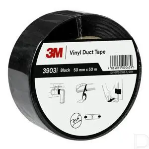 Professioneel Ducttape vinyl zwart 50mm x 50m