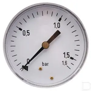 Manometer Ø 63mm 0-1.6bar 1/4" achteraansluiting Staal Modern